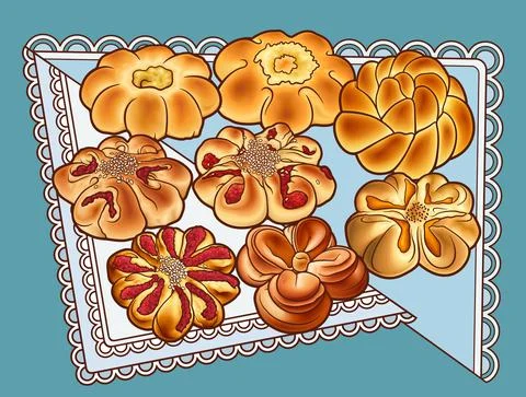 Buns hand drawn vector doodle illustration. 库存插图