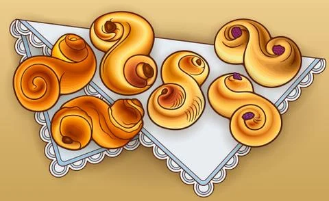 Buns hand drawn vector doodles illustration. Stock Illustration