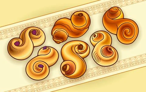 Buns hand drawn vector doodles illustration. Stock Illustration