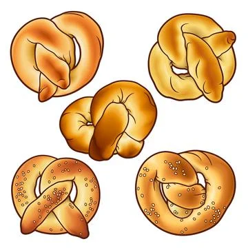 Buns hand drawn vector doodles set. Bake shop elements and objects Stockillustratie