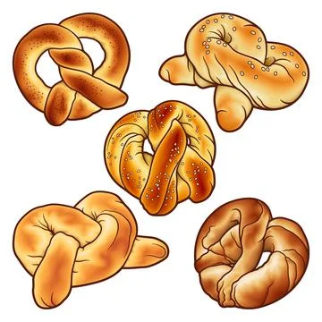 Buns hand drawn vector doodles set. Bake shop elements and objects イラスト素材