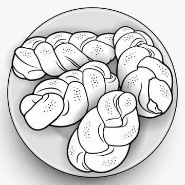 Buns on the plate hand drawn vector doodles illustration. Stock Illustration