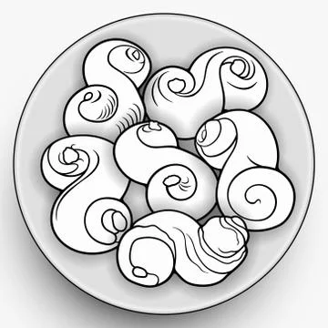 Buns on the plate hand drawn vector doodles illustration. Stock Illustration