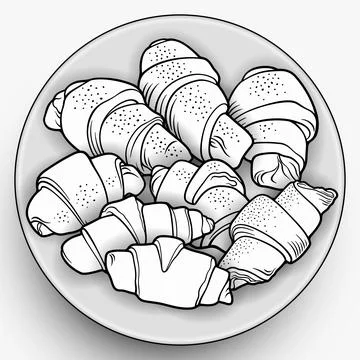 Buns on the plate hand drawn vector doodles illustration. Stock Illustration