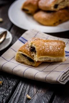 Buns with plum jam Stock Photos