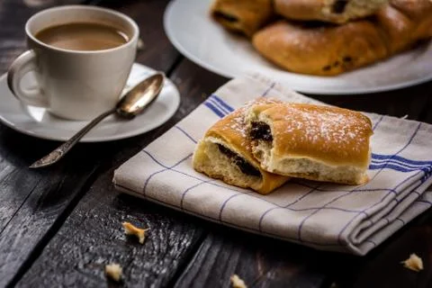 Buns with plum jam Stock Photos