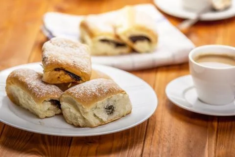 Buns with plum jam Stock Photos