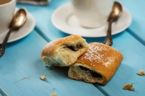 Buns with plum jam Stock Photos