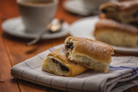 Buns with plum jam Stock Photos