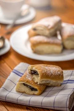 Buns with plum jam Stock Photos