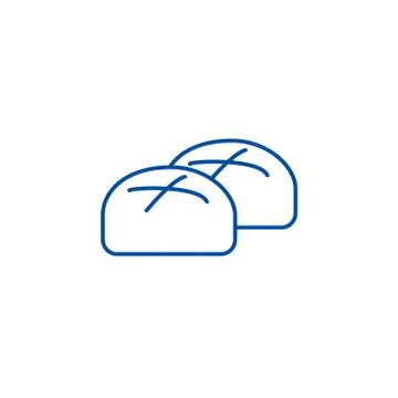 Buns, roll, baked bread line icon concept. Buns, roll, baked bread flat vector Stock Illustration