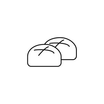 Buns, roll, baked bread vector line icon, sign, illustration on background Illustrazione stock