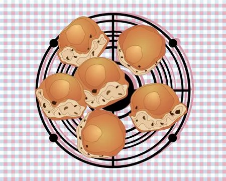 Buns on wire rack Stock Illustration