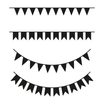 Bunting black silhouette set. Stock Illustration