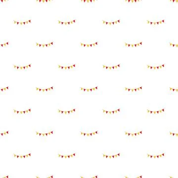 Bunting flags creating red and yellow seamless pattern Stock Illustration