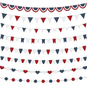 Bunting flags set for independence day isolated. Stock Illustration