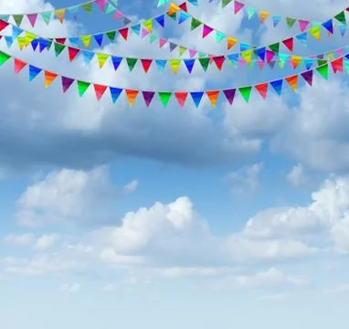 Bunting flags on a sky 库存插图