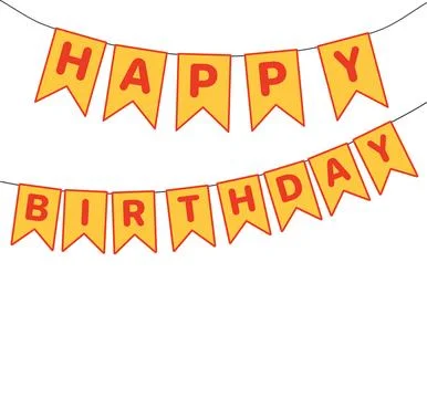 Bunting, hanging flags with text Happy Birthday 스톡 일러스트