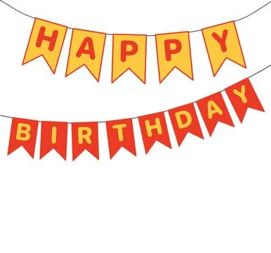Bunting, hanging flags with text Happy Birthday Stock Illustration