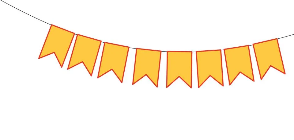 Bunting, little flags hanging on string, isolated Stock Illustration