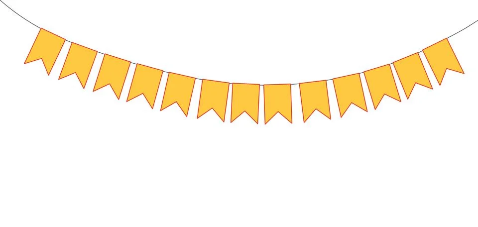 Bunting, little flags hanging on string, isolated Stock Illustration