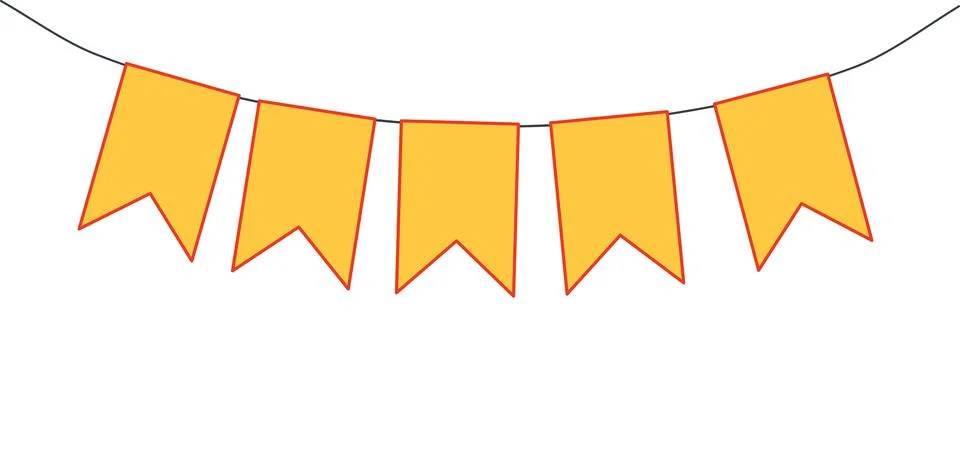 Bunting, little flags hanging on string, isolated Stock Illustration