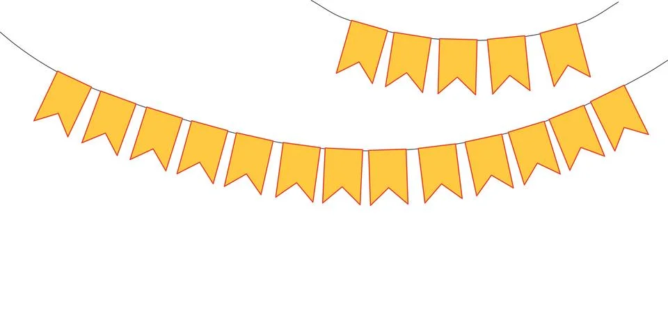 Bunting, little flags hanging on string, isolated 스톡 일러스트