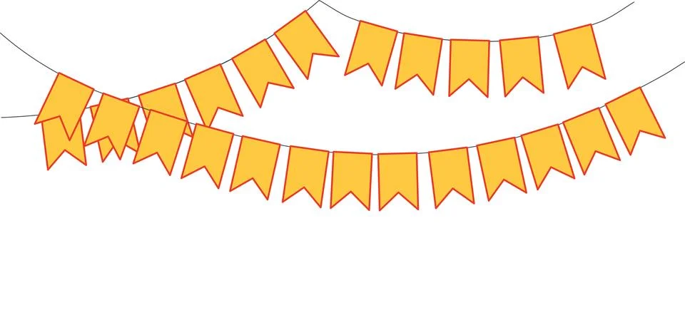 Bunting, little flags hanging on string, isolated Stock Illustration