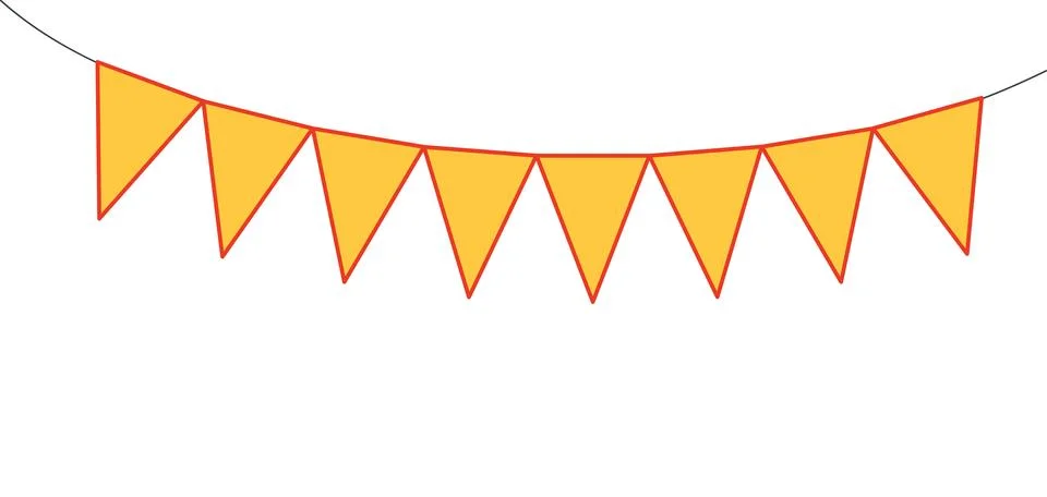 Bunting, little flags hanging on string, isolated Stock Illustration