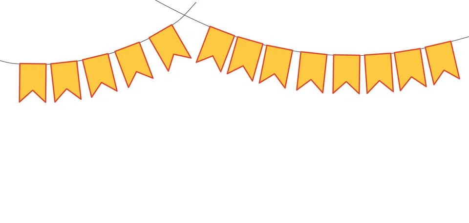 Bunting, little flags hanging on string, isolated Stock Illustration
