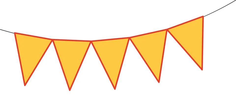 Bunting, little flags hanging on string, isolated Stock Illustration