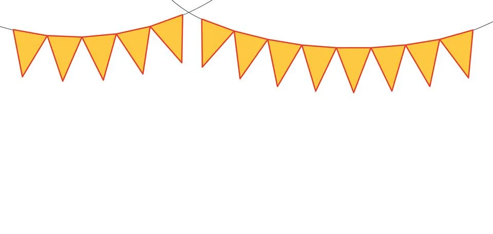 Bunting, little flags hanging on string, isolated Stock Illustration