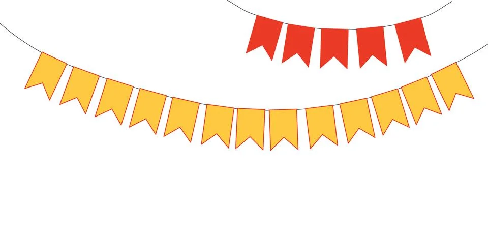 Bunting, little flags hanging on string, isolated Stock Illustration