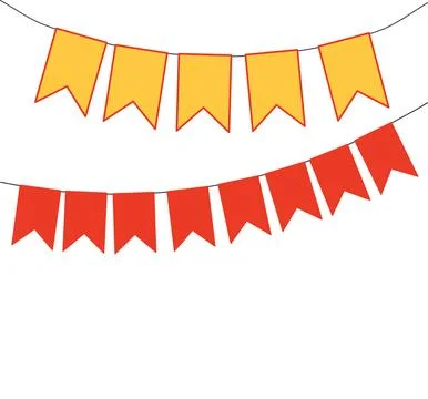 Bunting, little flags hanging on string, isolated Stock Illustration
