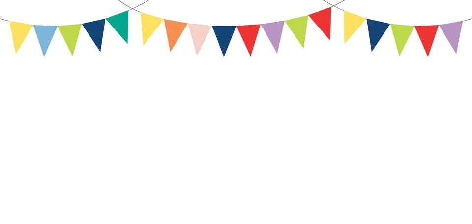 Bunting, little flags hanging on string, isolated Stockillustratie