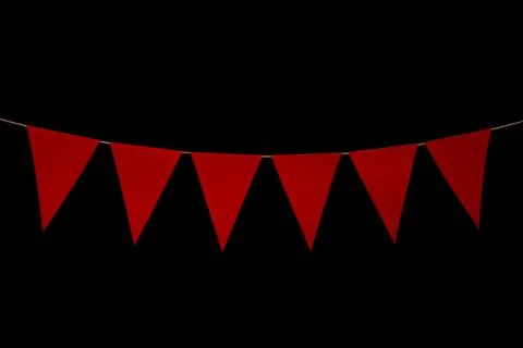 Bunting, six red triangles on string for banner message Stock Photos