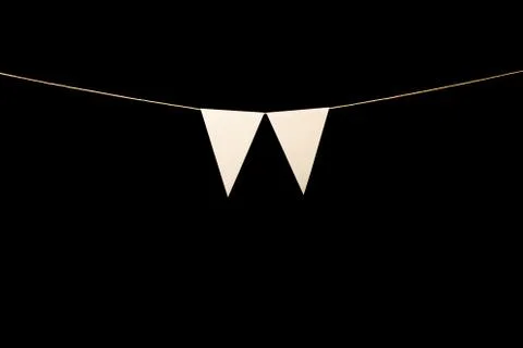Bunting, two white triangles on string for banner message Stock Photos