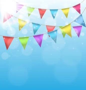Buntings with sun on sky background Stock Illustration