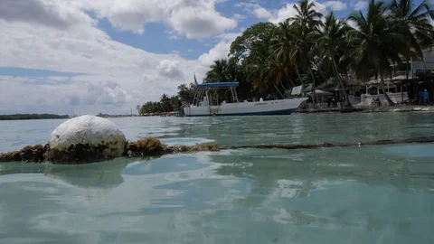 Buoy Boat in Background Video stock 113632433