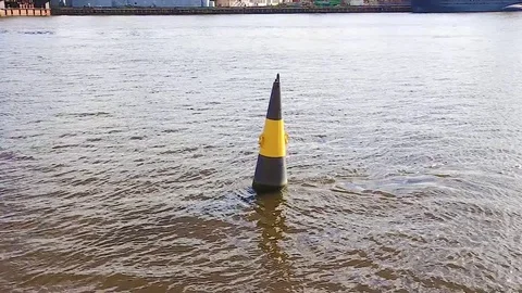 Buoy in the river Stock Footage 80022423