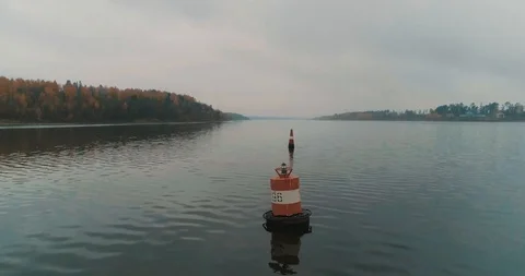 Buoy on the river Stock Footage 101672038