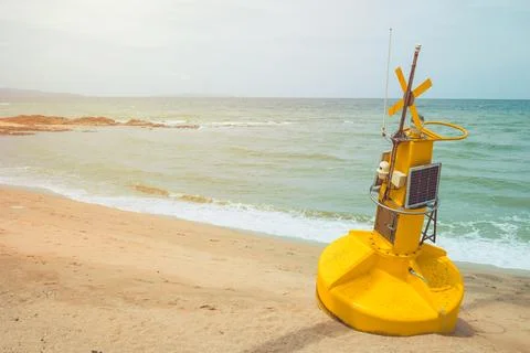 Buoy with Smart Technology Device Solar panel for Realtime Tracking Data Mo.. Stock Photos