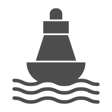 Buoy solid icon, nautical concept, Sea buoy floating on waves sign on white イラスト素材
