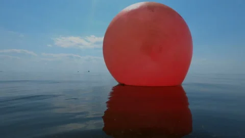 Buoy sways on the waves of the sea. Stock Footage 199307629