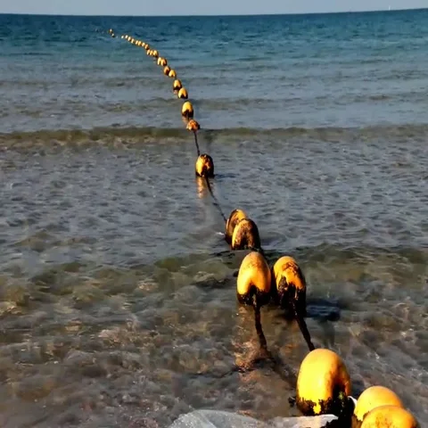 Buoys on the water surface Stock Footage 69420559