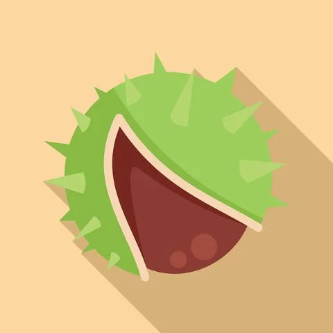 Bur chestnut icon flat vector. Fruit tree Illustrazione stock