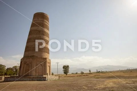 Burana Tower exterior , Balasagun, Kyrgyzstan Stock Photos