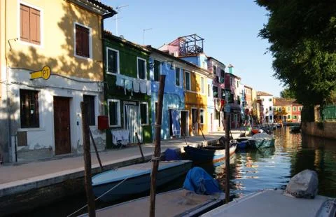 Burano. Colors and shadows in Venice. Stock Photos
