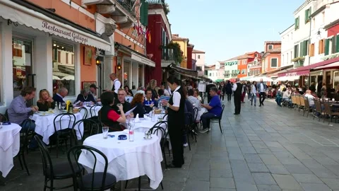 Burano Island Restaurant Stock Footage 253425220