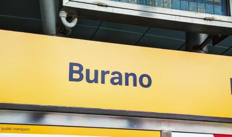 Burano sign at the vaporetto stop Stock Photos